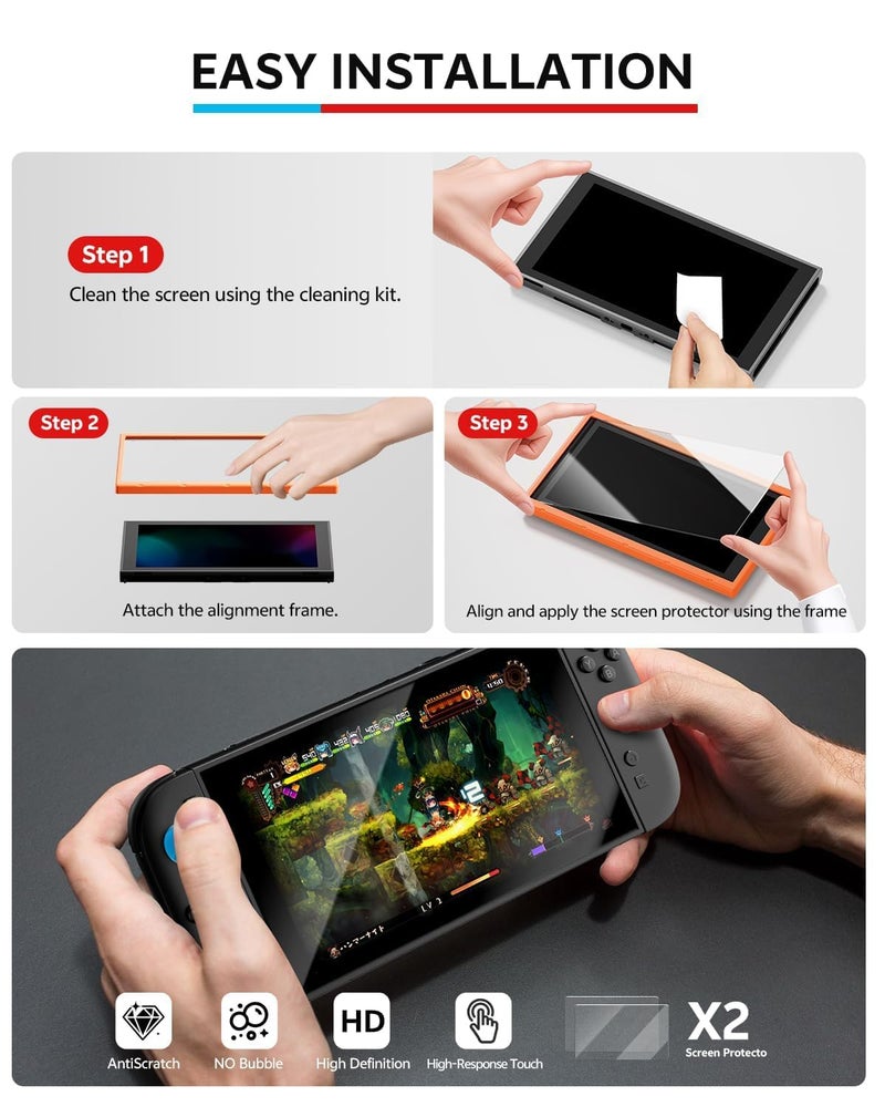 BINBOK Pro Controllers Accessories Bundle for Nintendo Switch 2 18-in-1: Carrying Case, Screen Protector, Thumb Grip for Joycon, Dockable Console Protective Cover Shell, Steering Wheel, 2025 Switch2 Game Kit (Black (No Controller)) - Image 4